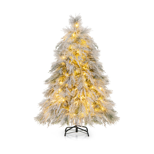 4.5 ft Snow Flocked Christmas Tree With Warm White LED Lights, White Christmas Tree White at Gallery Canada