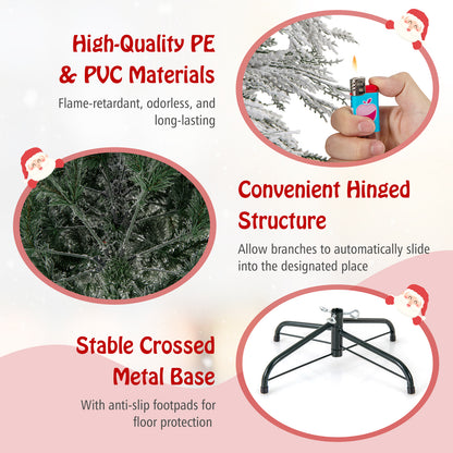 4.5/6/7 Feet Pre-Lit Snow Flocked Christmas Tree with Warm White LED Lights-4.5 ft, White Christmas Tree at Gallery Canada