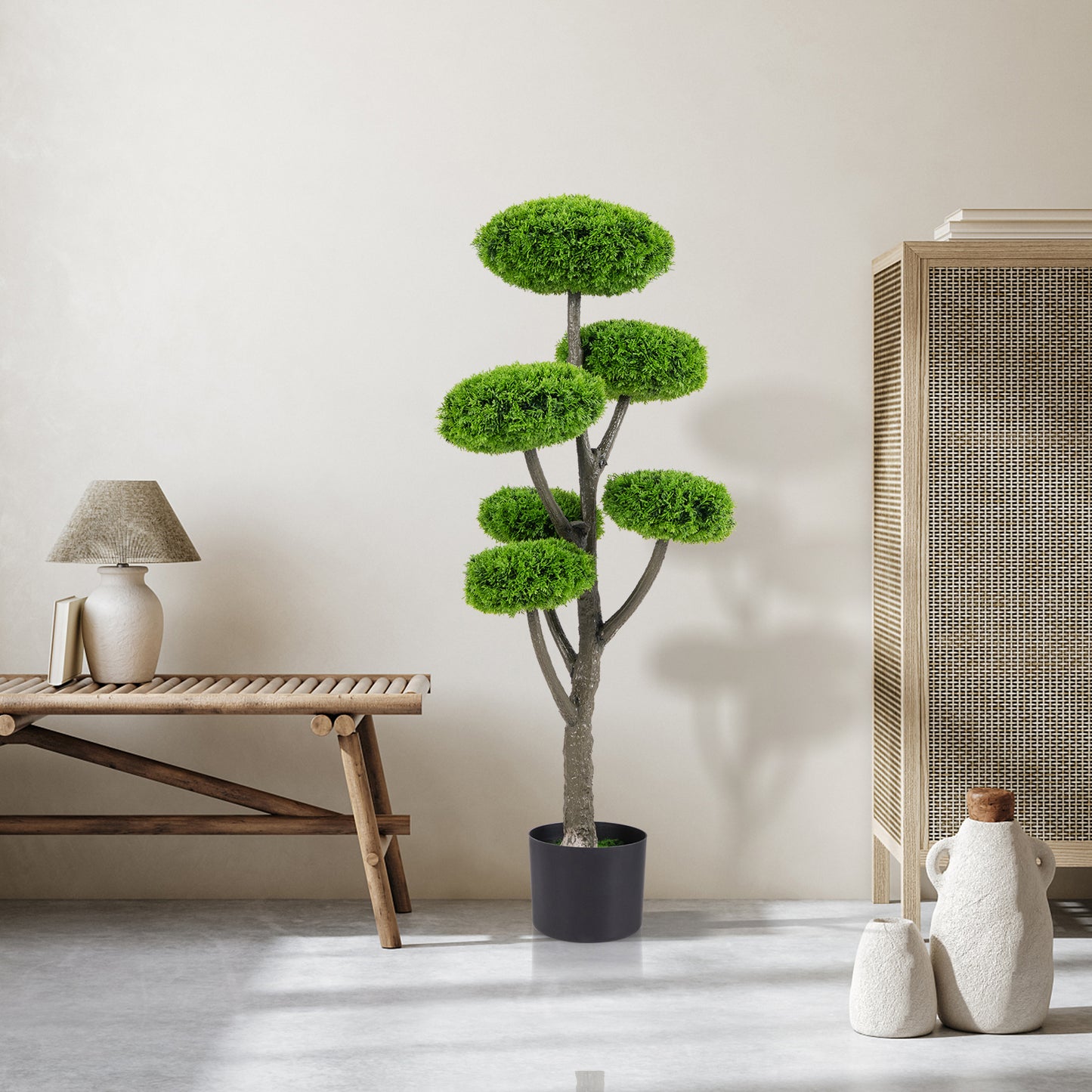 6 Ball Artificial Cypress Topiary Ball Tree with Weighted Pot for Porch, Green Faux Plants at Gallery Canada