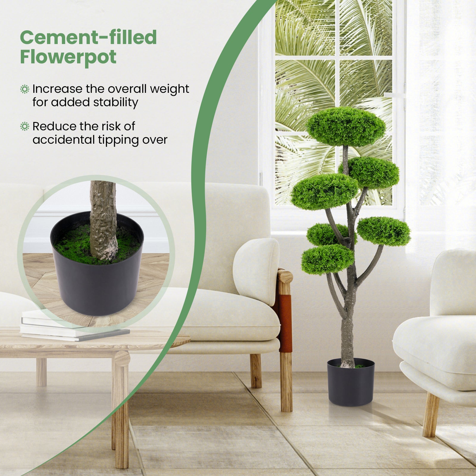 6 Ball Artificial Cypress Topiary Ball Tree with Weighted Pot for Porch, Green Faux Plants at Gallery Canada