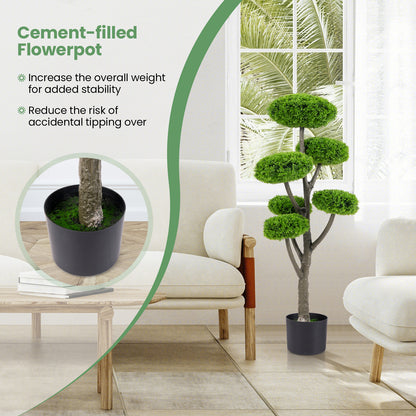 6 Ball Artificial Cypress Topiary Ball Tree with Weighted Pot for Porch, Green Faux Plants at Gallery Canada