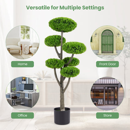 6 Ball Artificial Cypress Topiary Ball Tree with Weighted Pot for Porch, Green Faux Plants at Gallery Canada