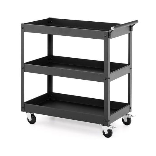 3-Tier Utility Cart, Rolling Metal Cart, Black Kitchen Islands & Carts Black at Gallery Canada