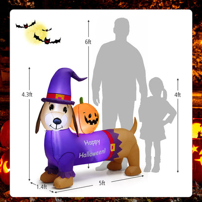 Halloween Inflatable Dachshund Dog, 5 Feet, Pumpkin, Purple Halloween at Gallery Canada