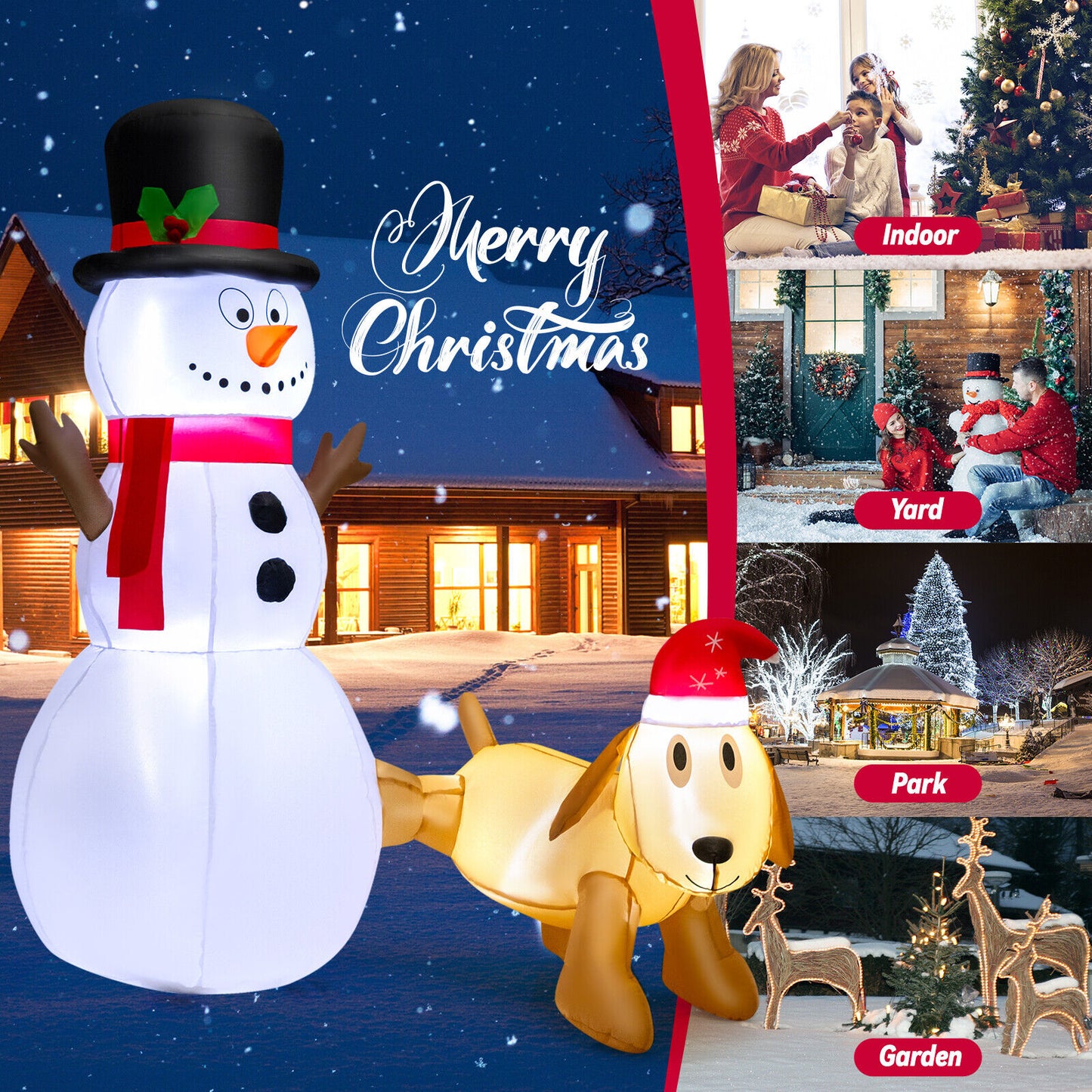 6 Feet Tall Inflatable Snowman and Dog Set Christmas Decoration with LED Lights, White Christmas Inflatables at Gallery Canada