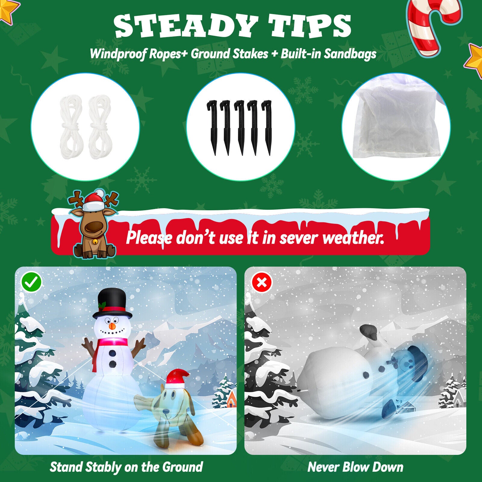 6 Feet Tall Inflatable Snowman and Dog Set Christmas Decoration with LED Lights, White Christmas Inflatables at Gallery Canada