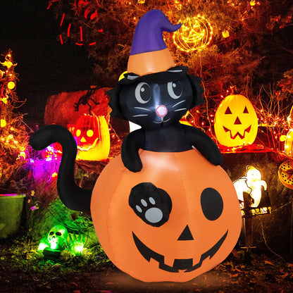 5 Feet Inflatable Halloween Pumpkin with Witch's Black Cat, Multicolor Halloween at Gallery Canada
