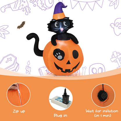 5 Feet Inflatable Halloween Pumpkin with Witch's Black Cat, Multicolor Halloween at Gallery Canada