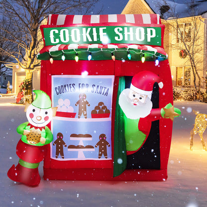 6.3 Feet Inflatable Gingerbread Cookie Shop with Santa Claus, Red Christmas Inflatables at Gallery Canada