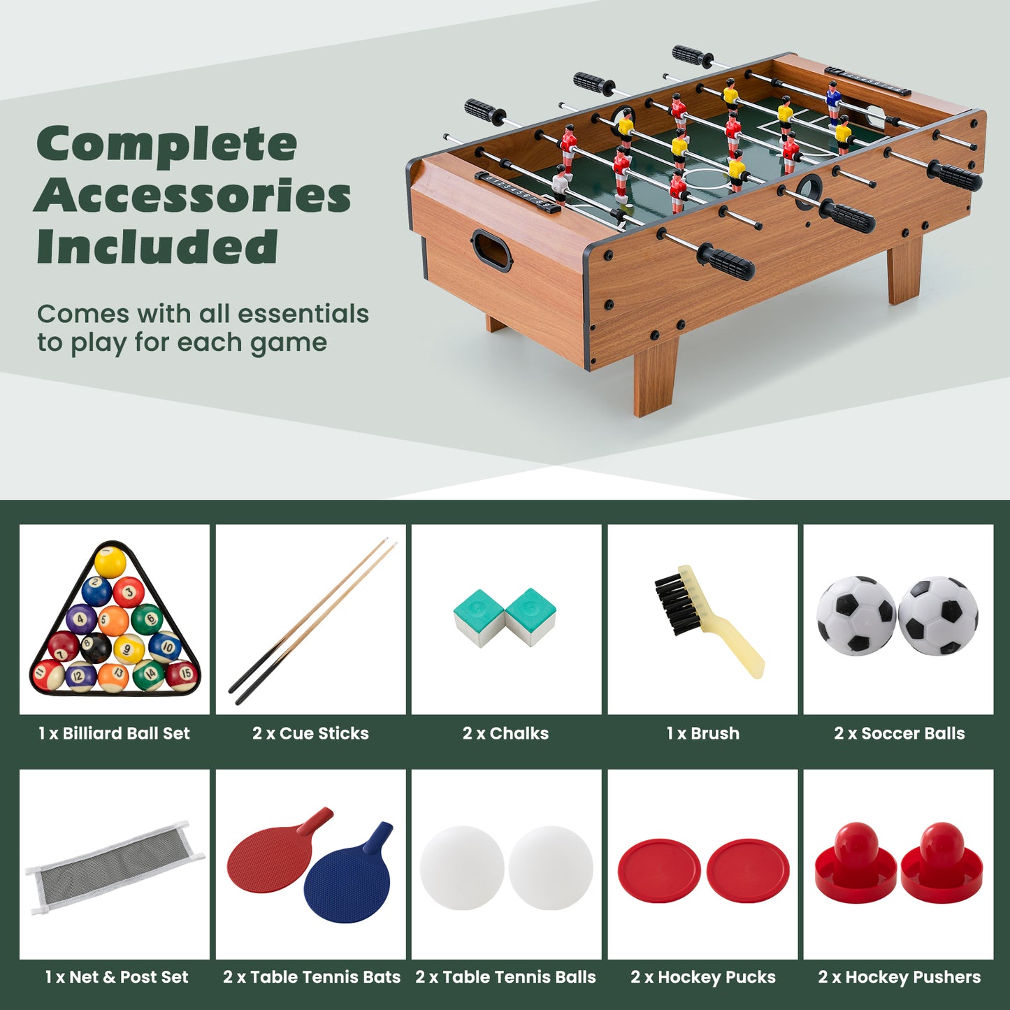 4-In-1 Combo Game Table, Foosball With Billiards And Hockey, Brown Game Room at Gallery Canada