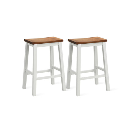 24.5-Inch Saddle Stools, Walnut, Set of 2 with Footrests, Gray Bar Stools Walnut & Gray at Gallery Canada