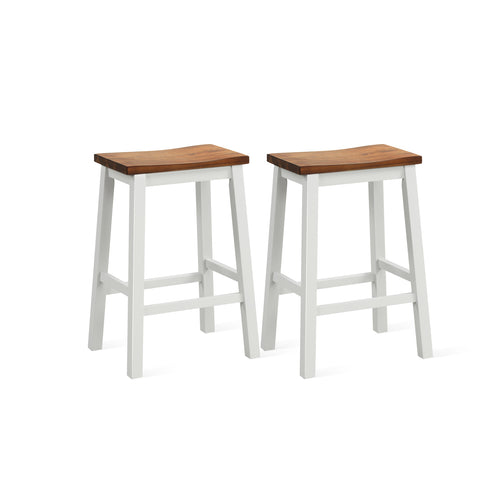 24.5-Inch Saddle Stools, Walnut, Set of 2 with Footrests, Gray