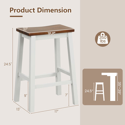 24.5-Inch Saddle Stools, Walnut, Set of 2 with Footrests, Gray Bar Stools at Gallery Canada