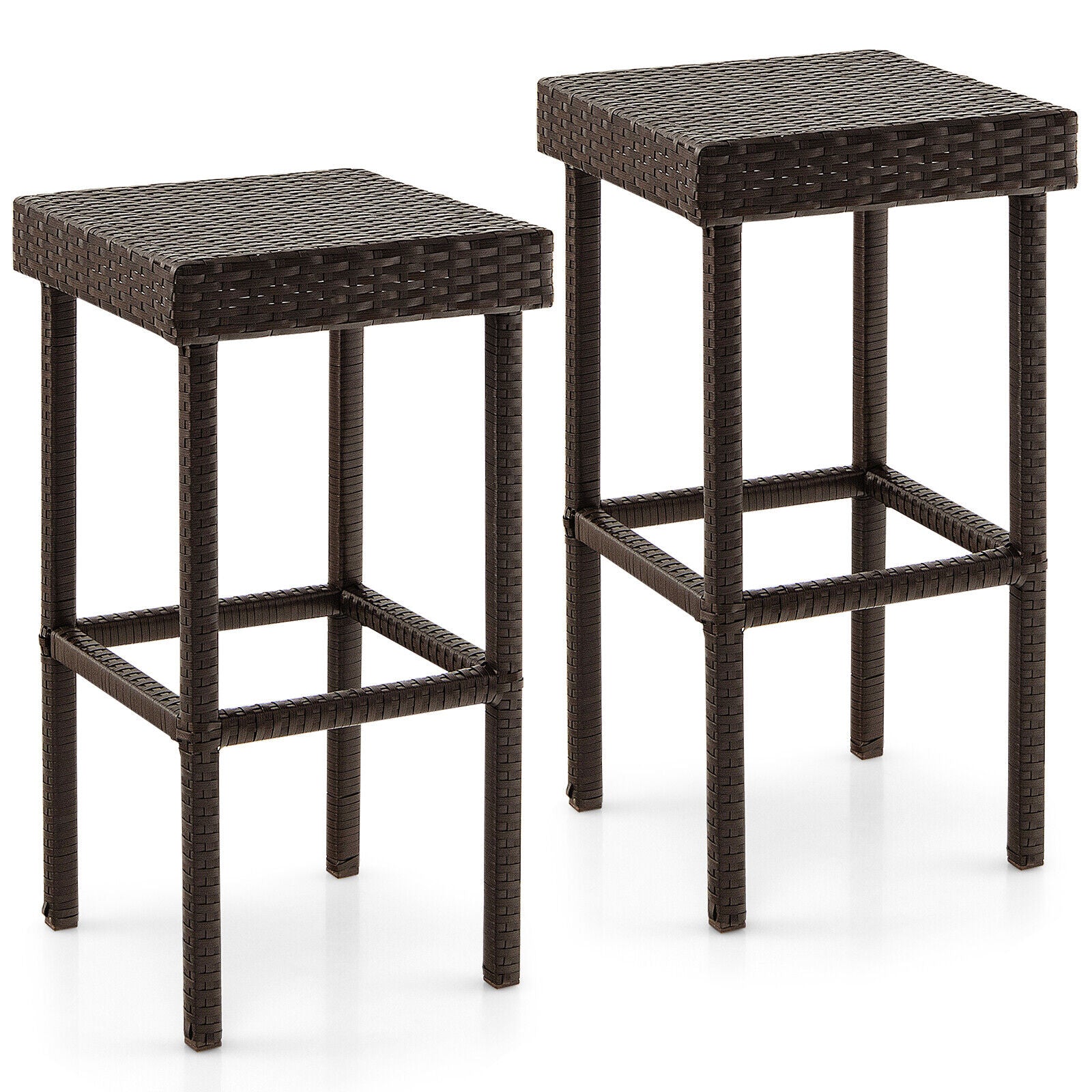 Patio Rattan Wicker Bar Stool Chairs, 2 Pieces, Brown Patio Bar Furniture Brown at Gallery Canada