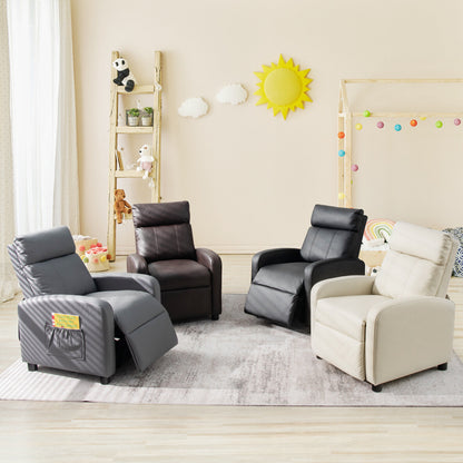 Ergonomic PU Leather Kids Recliner Lounge Sofa for 3-12 Age Group, Black Kids Chairs & Seating at Gallery Canada