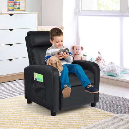 Ergonomic PU Leather Kids Recliner Lounge Sofa for 3-12 Age Group, Black Kids Chairs & Seating at Gallery Canada