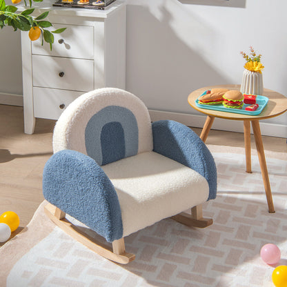 Kids Rocking Chair Children Velvet Upholstered Sofa with Solid Wood Legs, Blue Kids Chairs & Seating at Gallery Canada
