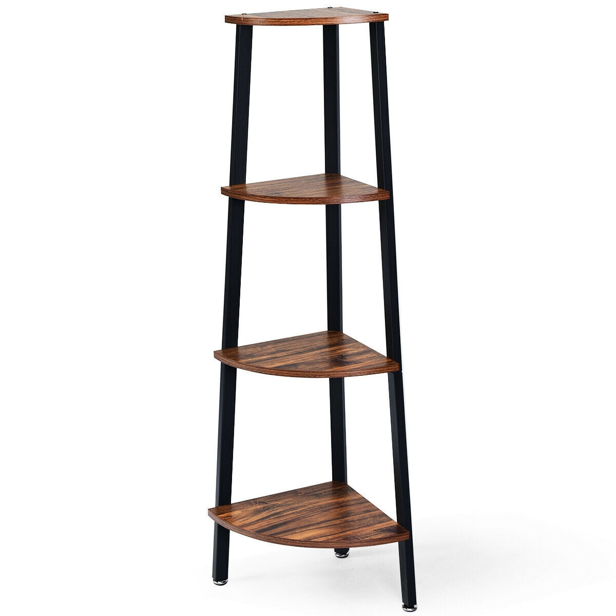 4-Tier Corner Shelf Metal Storage Rack Domestic Bookcase, Black Bookcases at Gallery Canada