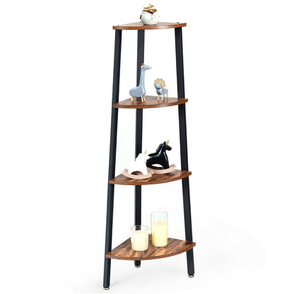 4-Tier Corner Shelf Metal Storage Rack Domestic Bookcase, Black Bookcases at Gallery Canada