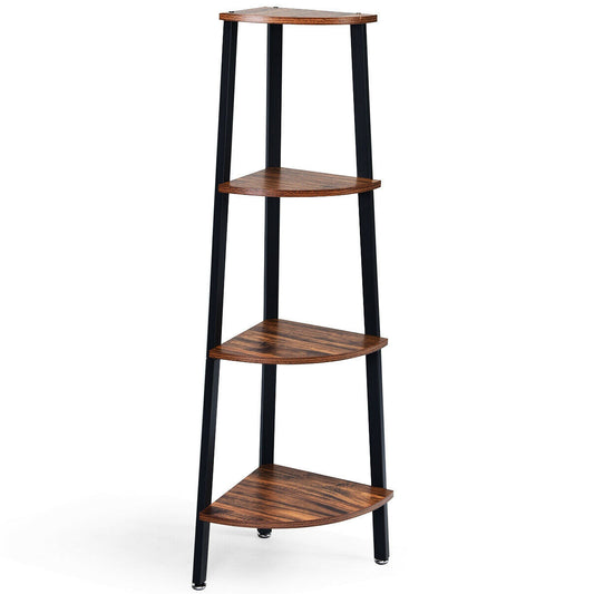 4-Tier Corner Shelf Metal Storage Rack, Black Bookcases Black at Gallery Canada