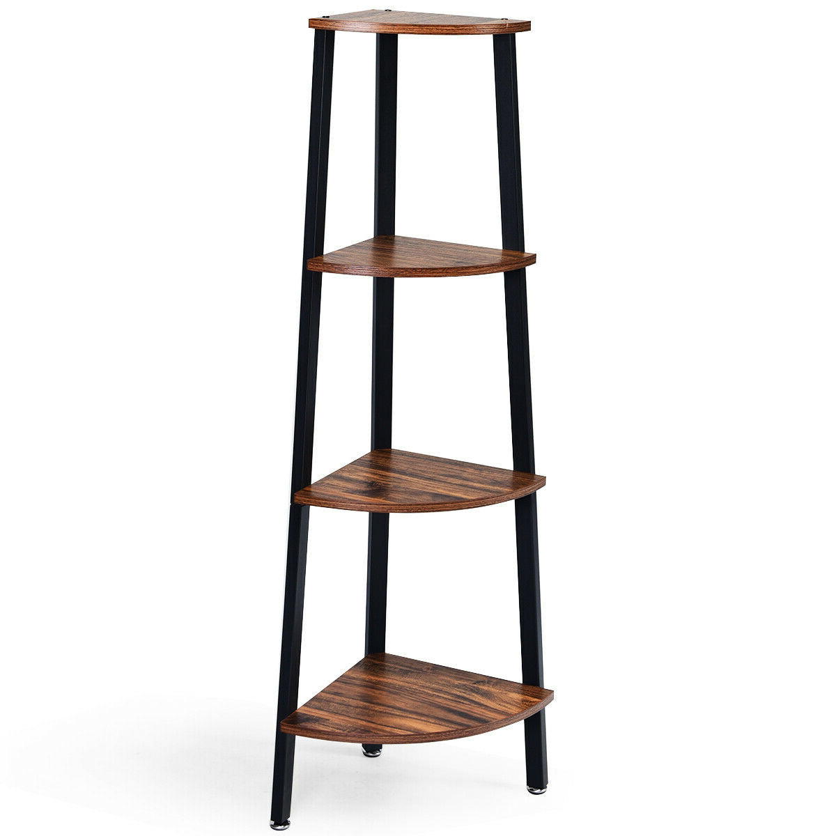4-Tier Corner Shelf Metal Storage Rack, Black Bookcases at Gallery Canada