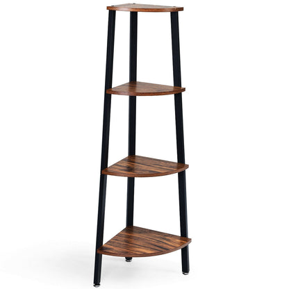 4-Tier Corner Shelf Metal Storage Rack, Black Bookcases at Gallery Canada
