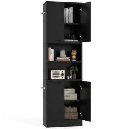 75 Inch Kitchen Pantry Cabinet Tall Cupboard with Doors and Shelves, Black Sideboards Cabinets & Buffets at Gallery Canada