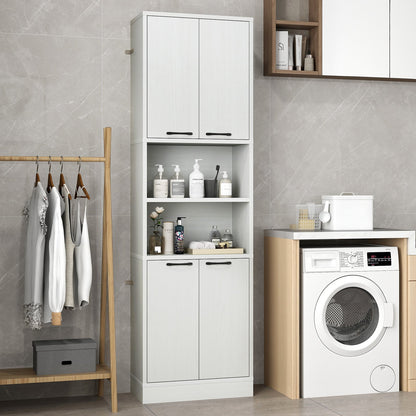 75 Inch Kitchen Pantry Cabinet Tall Cupboard with Doors and Shelves-White Oak, Oak Sideboards Cabinets & Buffets at Gallery Canada