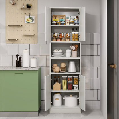 75 Inch Kitchen Pantry Cabinet Tall Cupboard with Doors and Shelves-White Oak, Oak Sideboards Cabinets & Buffets at Gallery Canada