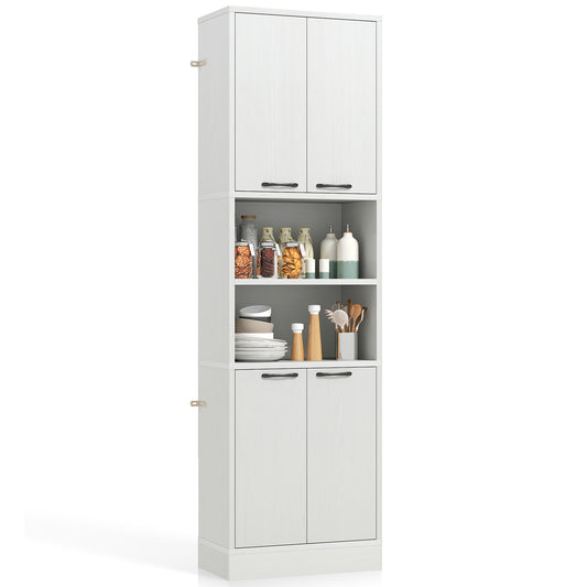 75 Inch Kitchen Pantry Cabinet Tall Cupboard with Doors and Shelves-White Oak, Oak Sideboards Cabinets & Buffets Oak at Gallery Canada
