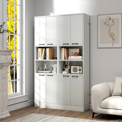 75 Inch Kitchen Pantry Cabinet Tall Cupboard with Doors and Shelves-White Oak, Oak Sideboards Cabinets & Buffets at Gallery Canada
