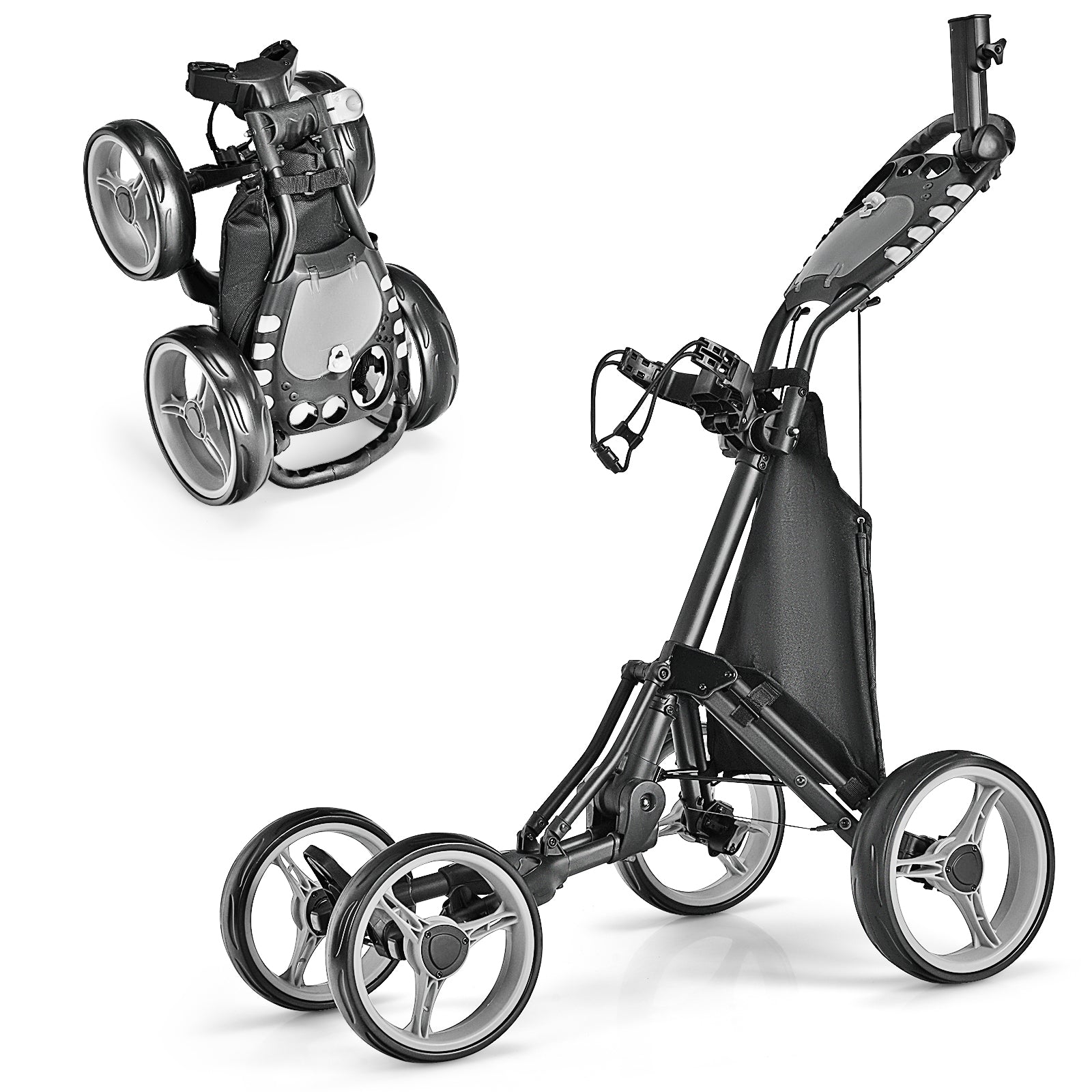 Lightweight Foldable Collapsible 4 Wheels Golf Push Cart, Gray Golf at Gallery Canada