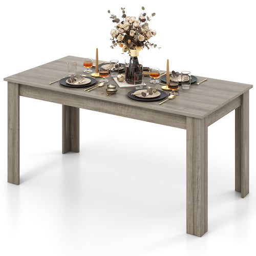 63 Inch Rectangular Modern Dining Kitchen Table, Light Gray