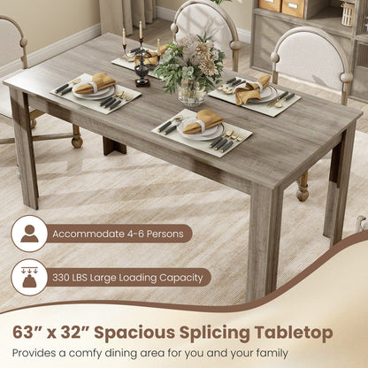 63 Inch Rectangular Modern Dining Kitchen Table, Light Gray Dining Tables at Gallery Canada