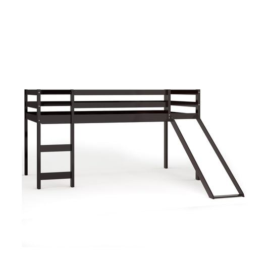 Twin Size Low Loft Bed With Slide, Dark Brown Bunk Bed Frame Dark Brown at Gallery Canada