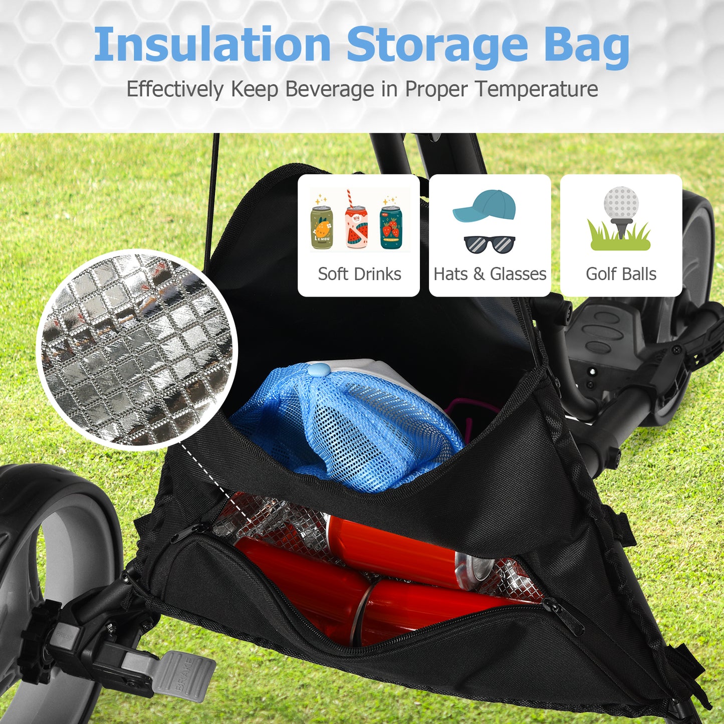 Folding 3 Wheel Golf Push Cart, Adjustable Handle, Gray Golf at Gallery Canada