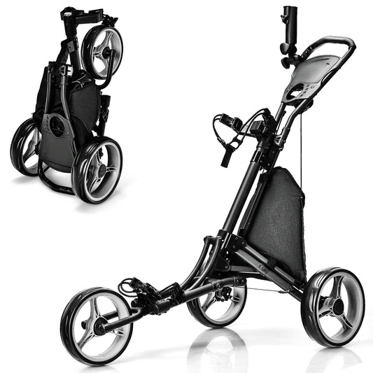 Folding 3 Wheel Golf Push Cart, Adjustable Handle, Gray Golf Gray at Gallery Canada