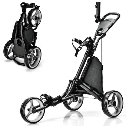 Folding 3 Wheel Golf Push Cart, Adjustable Handle, Gray Golf at Gallery Canada