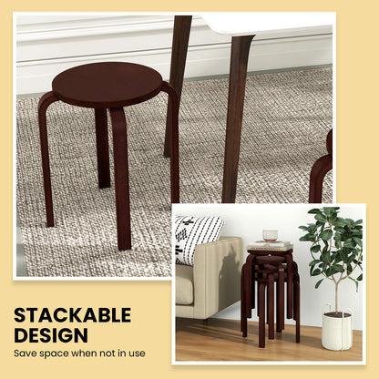Set Of 4 18 Inch Stackable Bentwood Dining Chairs, Round Top, Dark Brown Dining Chairs at Gallery Canada