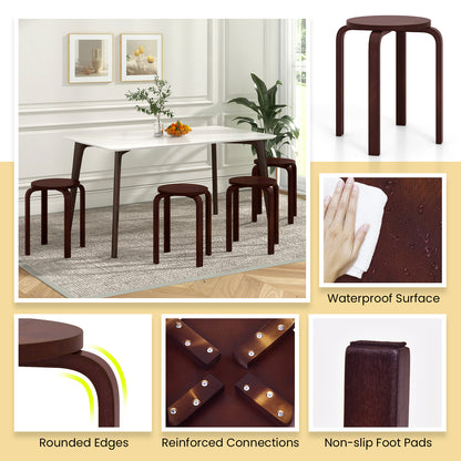 Set Of 4 18 Inch Stackable Bentwood Dining Chairs, Round Top, Dark Brown Dining Chairs at Gallery Canada