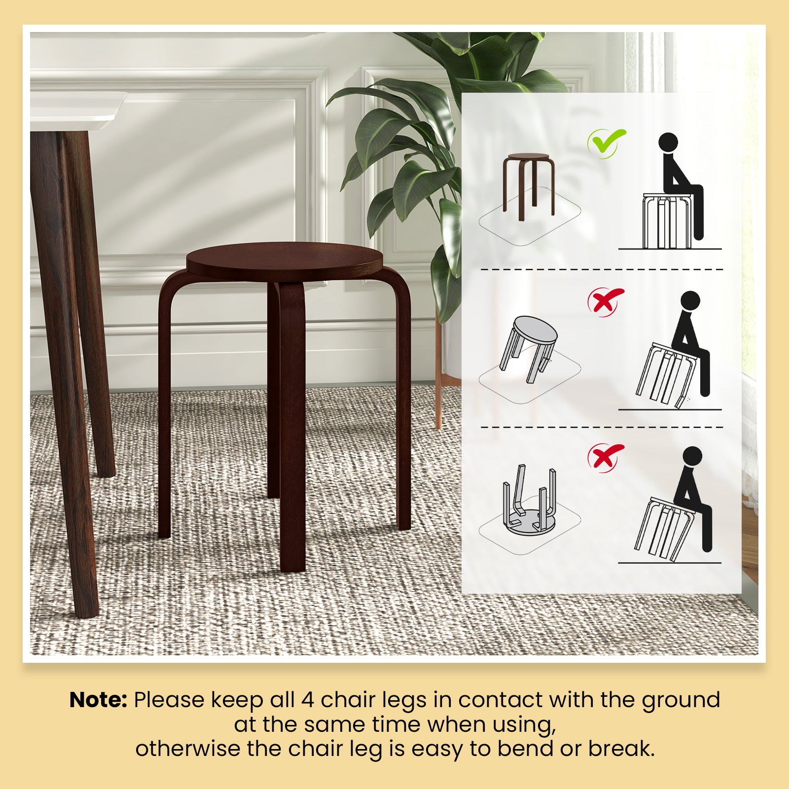 Set Of 4 18 Inch Stackable Bentwood Dining Chairs, Round Top, Dark Brown Dining Chairs at Gallery Canada