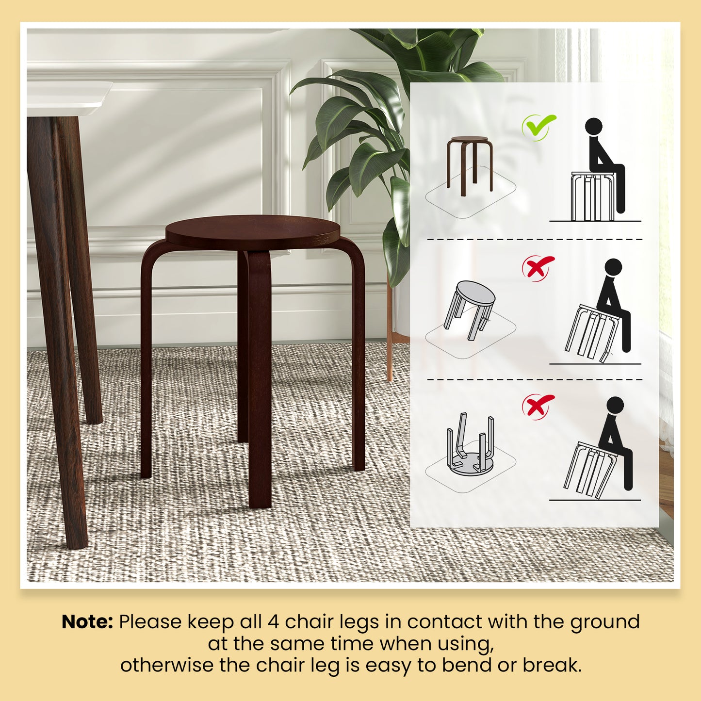 Set Of 4 18 Inch Stackable Bentwood Dining Chairs, Round Top, Dark Brown Dining Chairs at Gallery Canada
