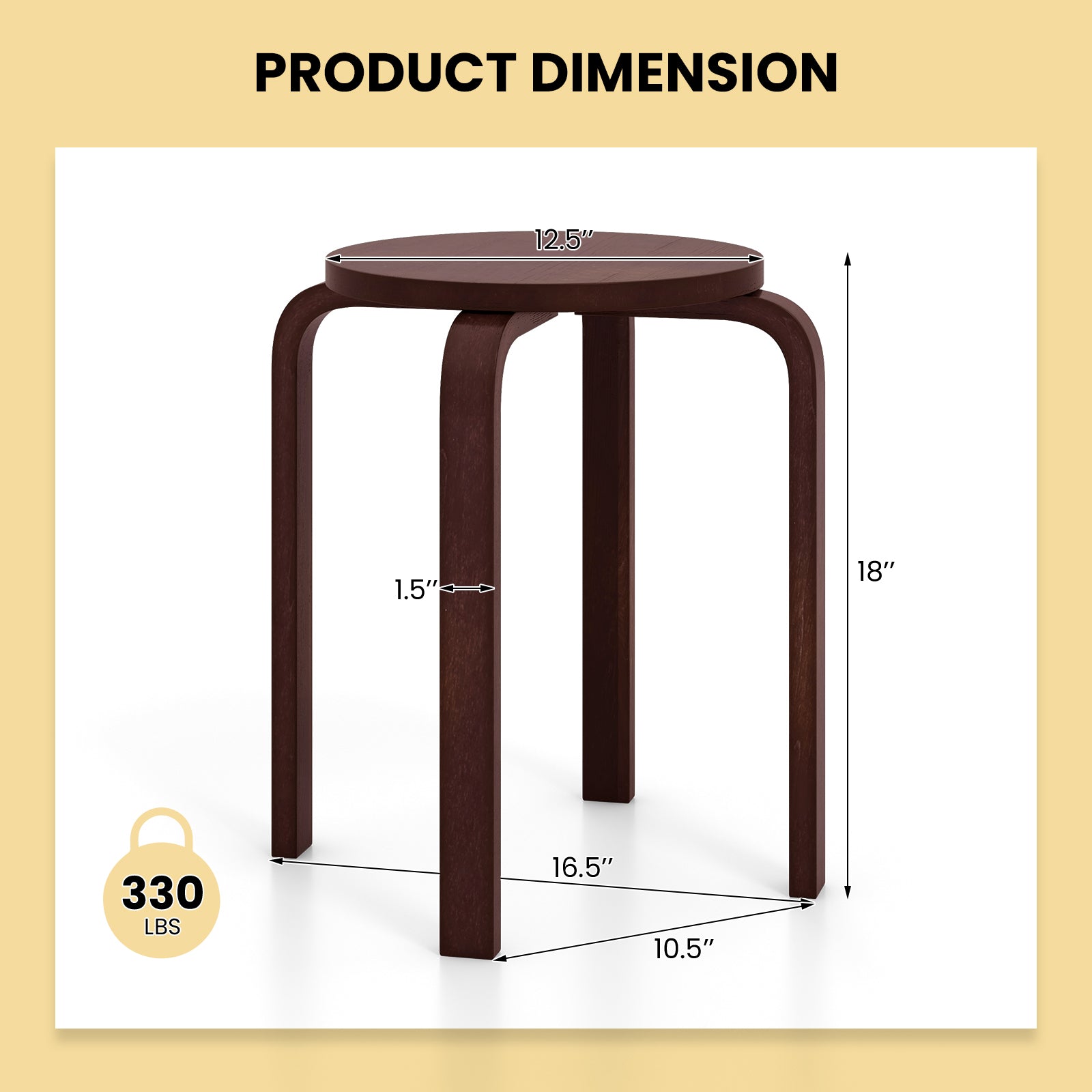 Set Of 4 18 Inch Stackable Bentwood Dining Chairs, Round Top, Dark Brown Dining Chairs at Gallery Canada
