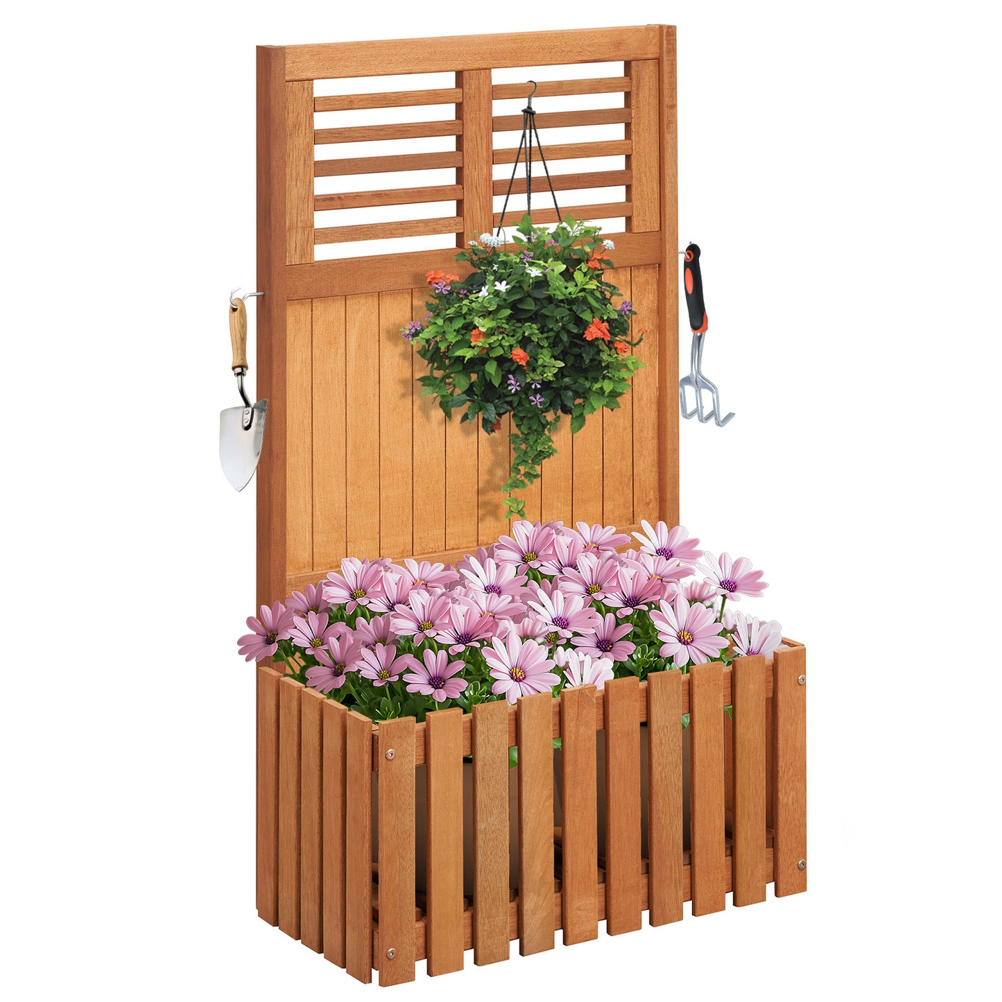Wooden Raised Garden Bed with Privacy Screen, Natural Raised Garden Beds at Gallery Canada