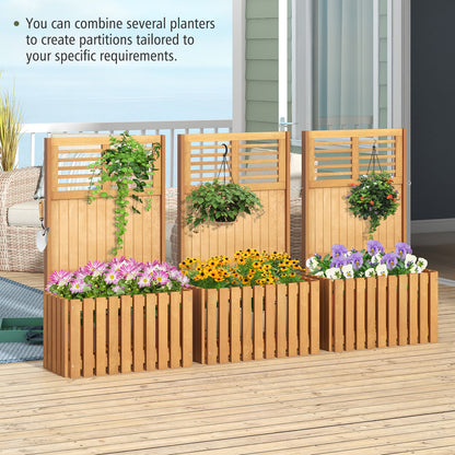 Wooden Raised Garden Bed with Privacy Screen, Natural Raised Garden Beds at Gallery Canada