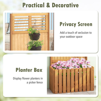 Wooden Raised Garden Bed with Privacy Screen, Natural Raised Garden Beds at Gallery Canada