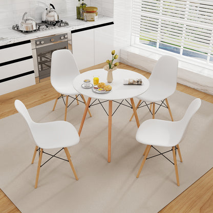 5-Piece Dining Table Set, Solid Wood Legs, White Dining Room Sets at Gallery Canada