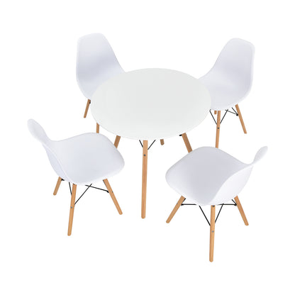 5 Pieces Table Set With Solid Wood Leg For Dining Room, White Dining Room Sets White at Gallery Canada