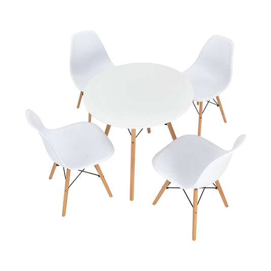 5 Pieces Table Set With Solid Wood Leg For Dining Room, White Dining Room Sets White at Gallery Canada