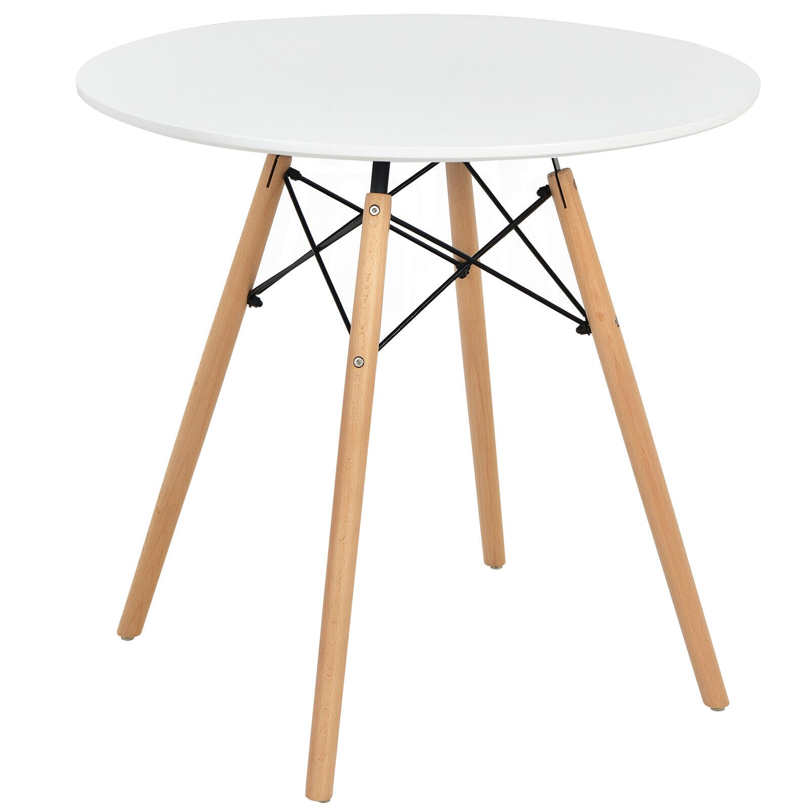 Round Modern Dining Table with Solid Wooden Leg, White Coffee Tables White at Gallery Canada